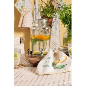2LEL01 Tablecloth 100x100 cm Beige Yellow Cotton Lemon Square Table cloth