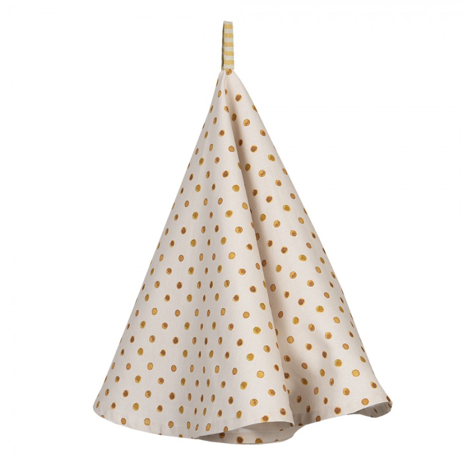 FAF48 Torchon Ø 80 cm Beige Noir Coton Fleurs Torchon de cuisine