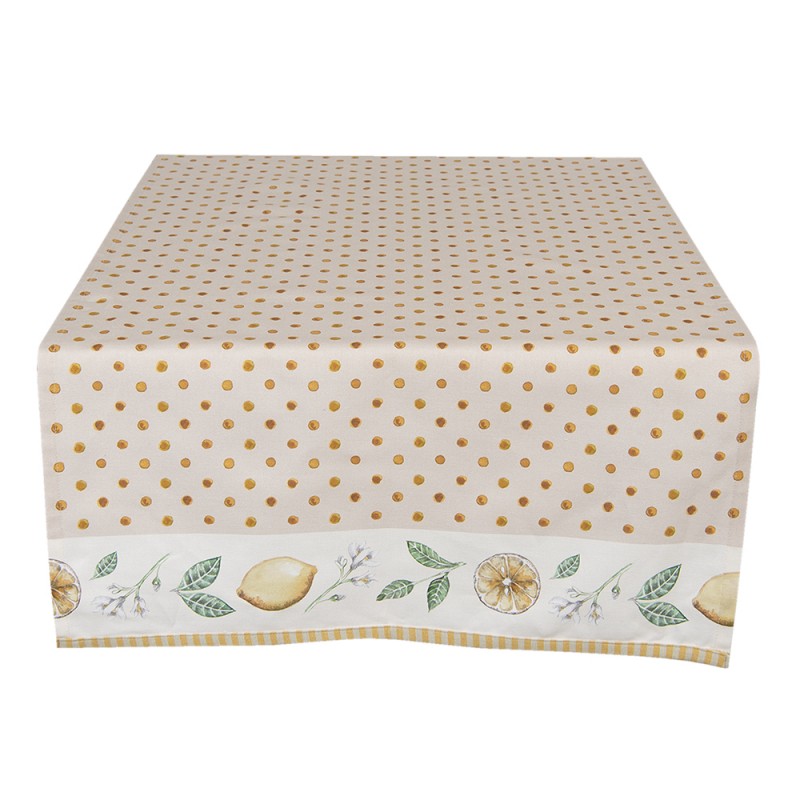 LEL64 Table Runner 50x140 cm Beige Yellow Cotton Lemon Rectangle Tablecloth