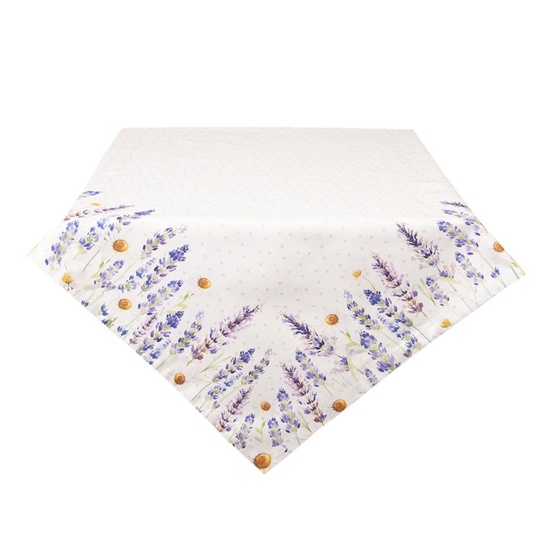 LF15 Tablecloth 150x150 cm White Green Cotton Lavender Square Table cloth