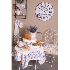 2LF15 Tablecloth 150x150 cm White Green Cotton Lavender Square Table cloth