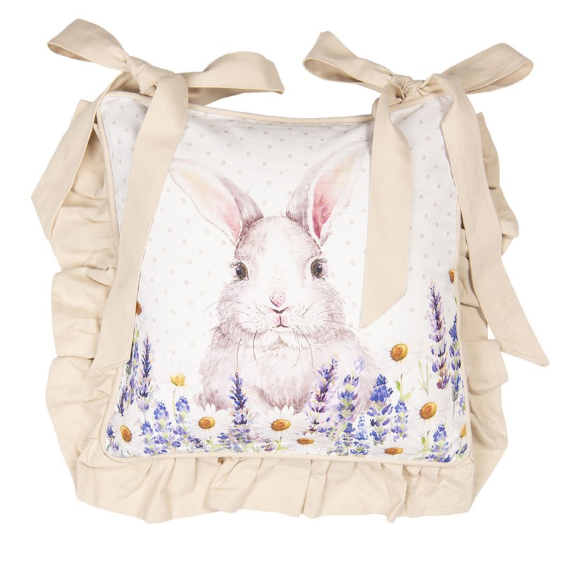 LF25E Kissenbezug für Stuhlkissen 40x40 cm Weiß Violett Baumwolle Lavendel Kaninchen Quadrat Dekokissen