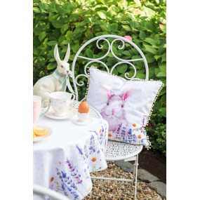 2LF25E Kissenbezug für Stuhlkissen 40x40 cm Weiß Violett Baumwolle Lavendel Kaninchen Quadrat Dekokissen