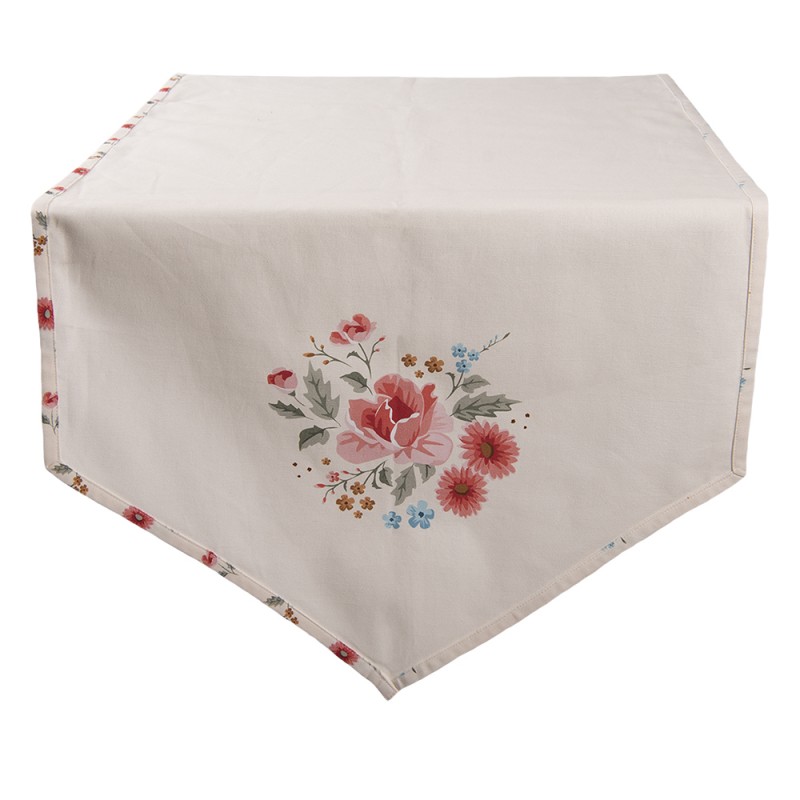 LRC65 Table Runner 50x160 cm Beige Cotton Roses Tablecloth