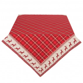 2NOC01 Quadratisches Weihnachtstischdecke 100x100 cm Rot Beige Baumwolle Hirsche Quadrat Tischtuch