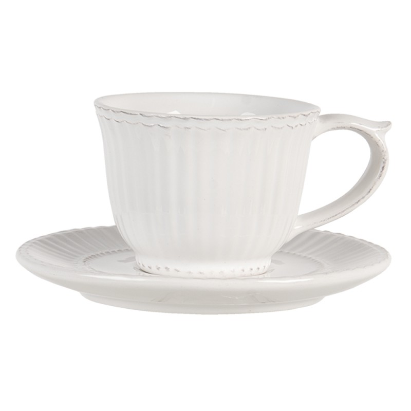 PLKS Cup and Saucer 150 ml White Dolomite Round Tableware