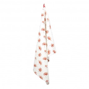 2POF42 Tea Towel  50x70 cm White Red Cotton Poppy Rectangle Kitchen Towel