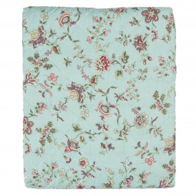 2Q187.061 Bedspread 2-persoons Turquoise Polyester Flowers Rectangle