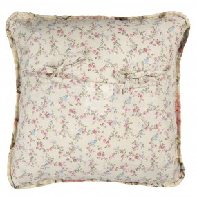 2Q190.020 Cushion Cover 40x40 cm Beige Pink Polyester Cotton Flowers Square Pillow Cover
