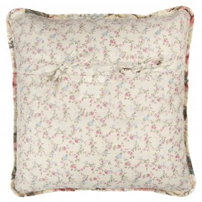 2Q190.030 Cushion Cover 50x50 cm Beige Pink Polyester Cotton Flowers Square Pillow Cover