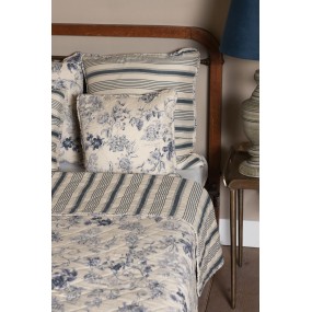 2Q191.020 Cushion Cover 40x40 cm Blue Beige Polyester Flowers Square