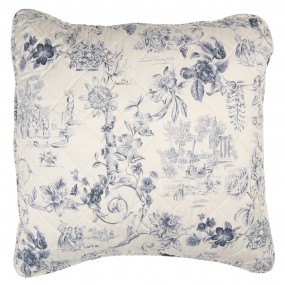 2Q191.030 Cushion Cover 50*50 cm Blue Beige Polyester Flowers Square