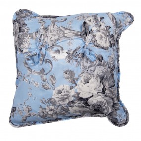 2Q192.020 Cushion Cover 40x40 cm Blue Polyester Flowers Quadrat