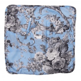 2Q192.020 Cushion Cover 40*40 cm Blue Polyester Flowers Square