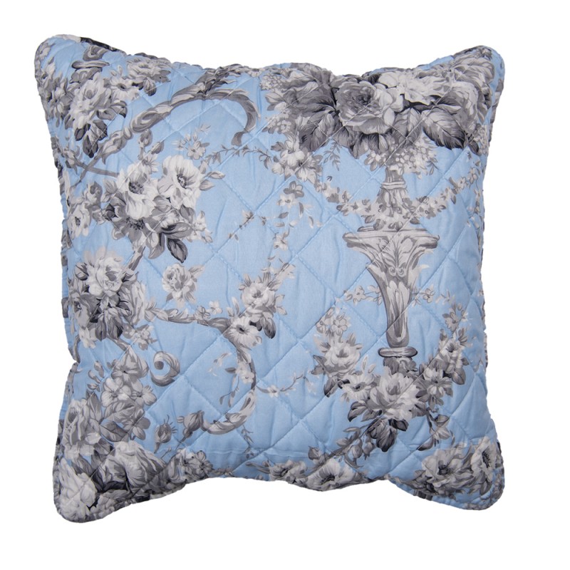 Q192.030 Cushion Cover 50x50 cm Blue Polyester Flowers Square Pillow Cover