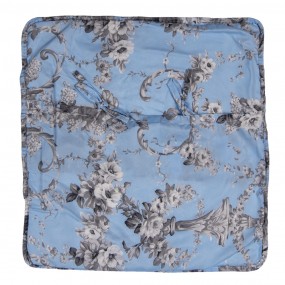 2Q192.030 Housse de coussin 50x50 cm Bleu Polyester Fleurs Carré Housse de coussin décorative