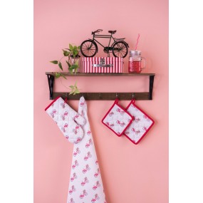2RBC42 Tea Towel  50x70 cm Red White Cotton Bicycle Kitchen Towel