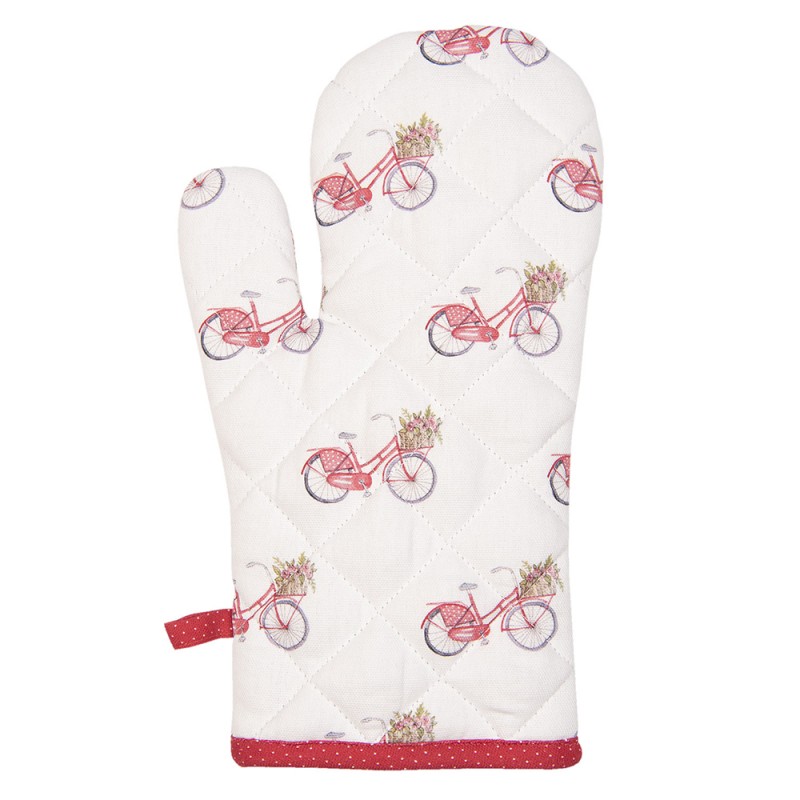 RBC44 Oven Mitt 18x30 cm Red White Cotton Bicycle Oven Glove