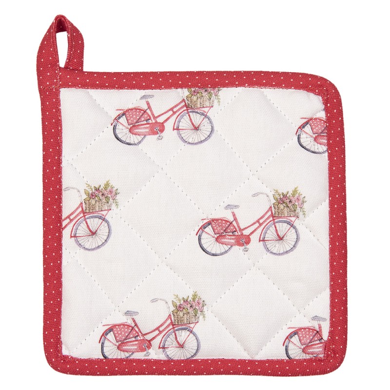 RBC45K Children's Pot Holder 16x16 cm Red White Cotton Bicycle Square Mother Daughter
