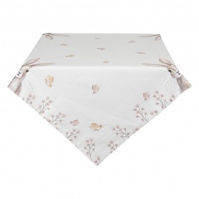 2REB05 Tablecloth 150x250 cm White Brown Cotton Rabbit Rectangle Table cloth