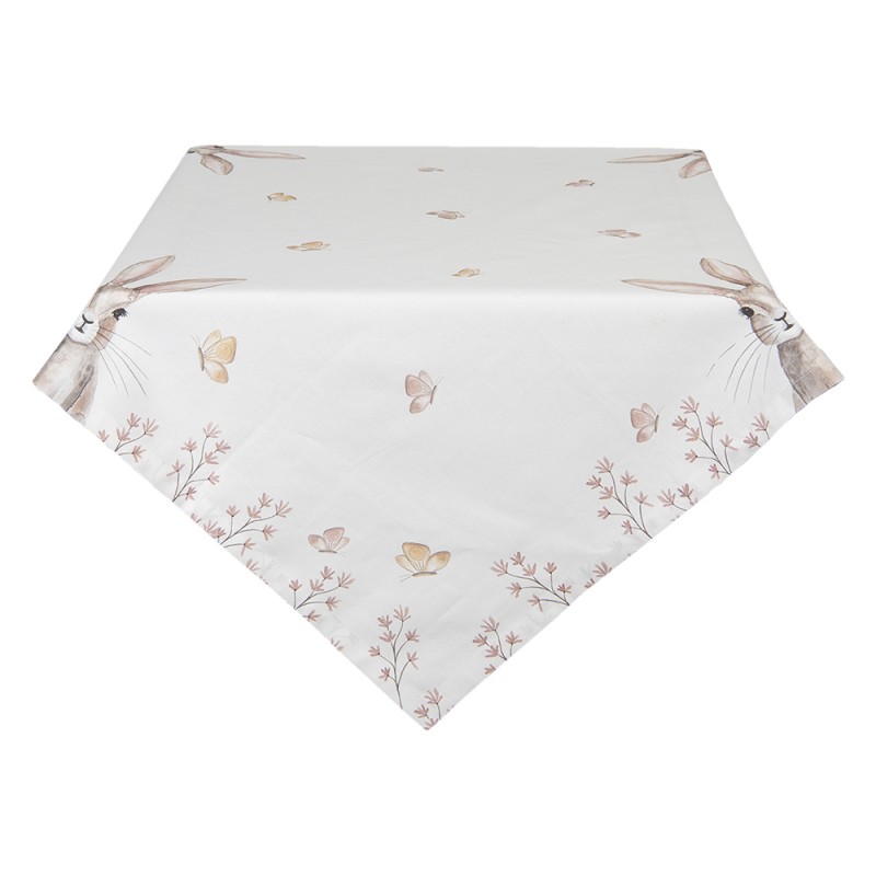 REB05 Tablecloth 150x250 cm White Brown Cotton Rabbit Rectangle Table cloth