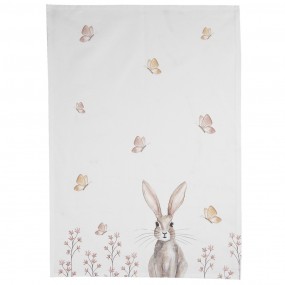 2REB42 Tea Towel  50x70 cm White Brown Cotton Rabbit Rectangle Kitchen Towel