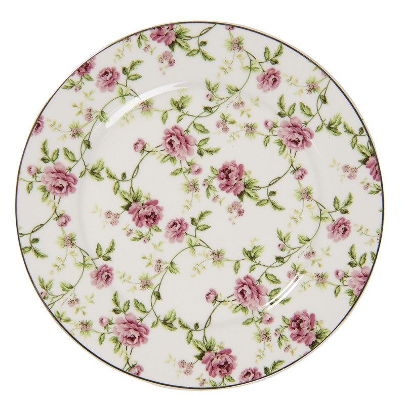 RODP Breakfast Plate Ø 21 cm White Porcelain Flowers Round Plate