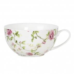 2ROTEFO Tea for One 400 ml Blanc Rose Porcelaine Fleurs Rond Ensemble théière