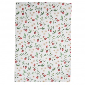 2WIS42-1 Tea Towel  50x70 cm White Red Cotton Strawberries Kitchen Towel