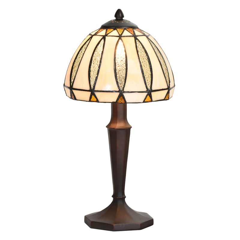 5LL-5973 Lampada da tavolo Tiffany Ø 19x40 cm  Beige Vetro Lampada da scrivania Tiffany