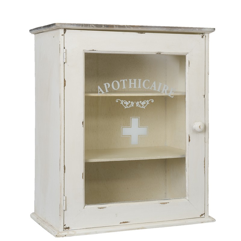 4H0345GR Medicine Cabinet 47x27x55 cm White Wood Glass Rectangle Wall Mounted Bathroom Cabinet hanging