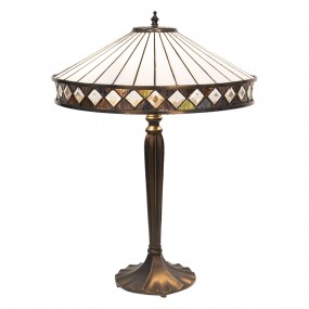 25LL-5983 Lampe de table Tiffany Ø 41x59 cm  Blanc Marron Verre Lampe de bureau Tiffany