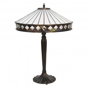 25LL-5983 Lampe de table Tiffany Ø 41x59 cm  Blanc Marron Verre Lampe de bureau Tiffany