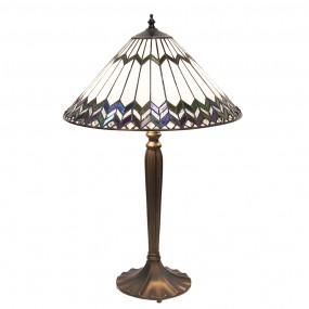 25LL-5985 Lampada da tavolo Tiffany Ø 40x62 cm  Bianco Marrone  Vetro Lampada da scrivania Tiffany