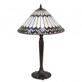 25LL-5985 Lampe de table Tiffany Ø 40x62 cm  Blanc Marron Verre Lampe de bureau Tiffany