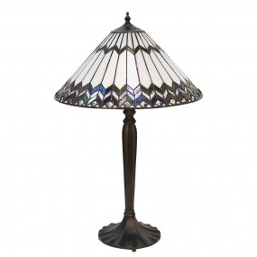 25LL-5985 Table Lamp Tiffany Ø 40x62 cm  White Brown Glass Desk Lamp Tiffany