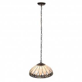 25LL-5986 Pendant Lamp Tiffany Ø 40 cm  Beige Brown Glass Dining Table Lamp
