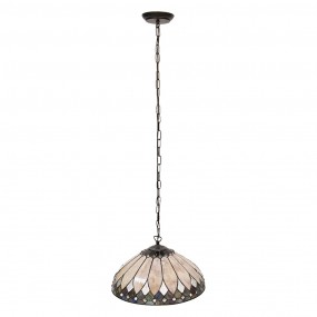 25LL-5986 Pendant Lamp Tiffany Ø 40 cm  Beige Brown Glass Dining Table Lamp
