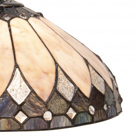 25LL-5986 Lampes à suspension Tiffany Ø 40 cm  Beige Marron Verre Lampe de table à manger