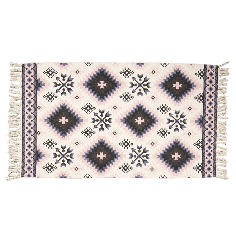 KT080.056 Rug 70x120 cm White Black Cotton Rectangle Carpet