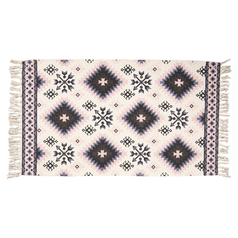 KT080.056L Rug 140*200 cm White, Black Cotton Rectangle Carpet Tapestry