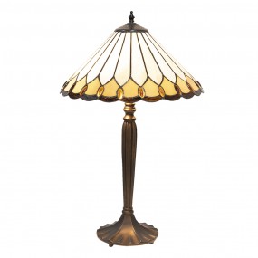 25LL-5988 Table Lamp Tiffany Ø 40x62 cm  White Beige Glass Desk Lamp Tiffany