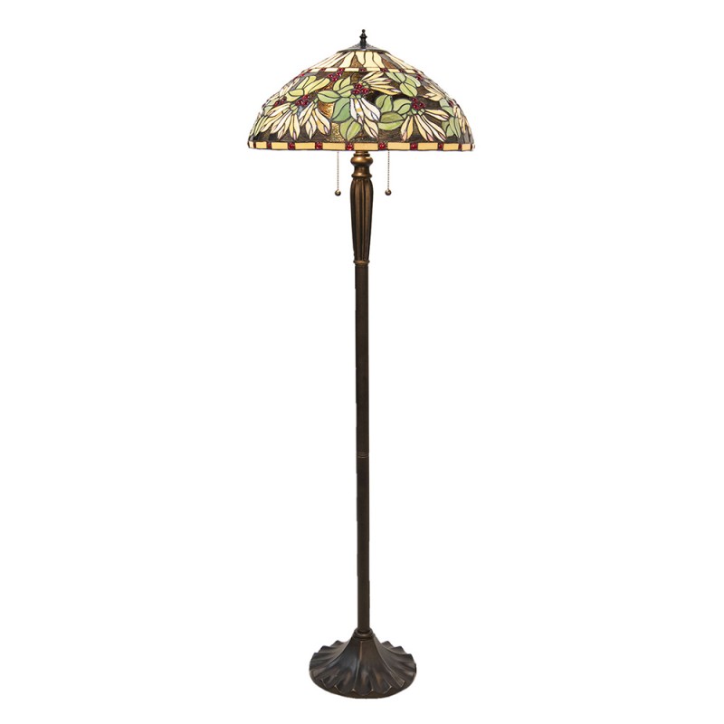 5LL-5990 Floor Lamp Tiffany Ø 51x157 cm  Brown Beige Glass Standing Lamp