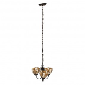 25LL-5993 Lampes à suspension Tiffany Ø 39x125 cm Beige Jaune Verre Lampe de table à manger