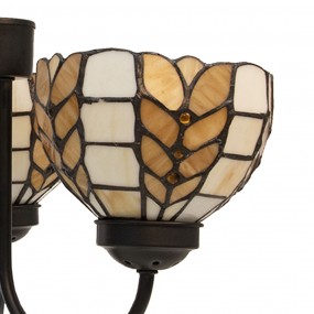 25LL-5993 Hanglamp Tiffany  Ø 39x125 cm Beige Geel Glas Hanglamp Eettafel