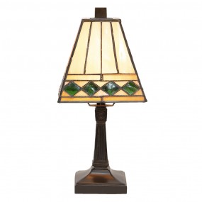25LL-5994 Lampada da tavolo Tiffany Ø 20x30 cm  Beige Verde Vetro Lampada da scrivania Tiffany