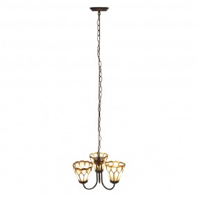 25LL-5996 Deckenlampe Ø 39x125 cm Beige Metall Glas Hängelampe