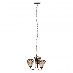 25LL-5996 Deckenlampe Ø 39x125 cm Beige Metall Glas Hängelampe