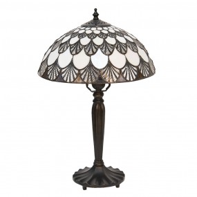 25LL-5998 Lampada da tavolo Tiffany Ø 31x46 cm  Bianco Marrone  Vetro Lampada da scrivania Tiffany