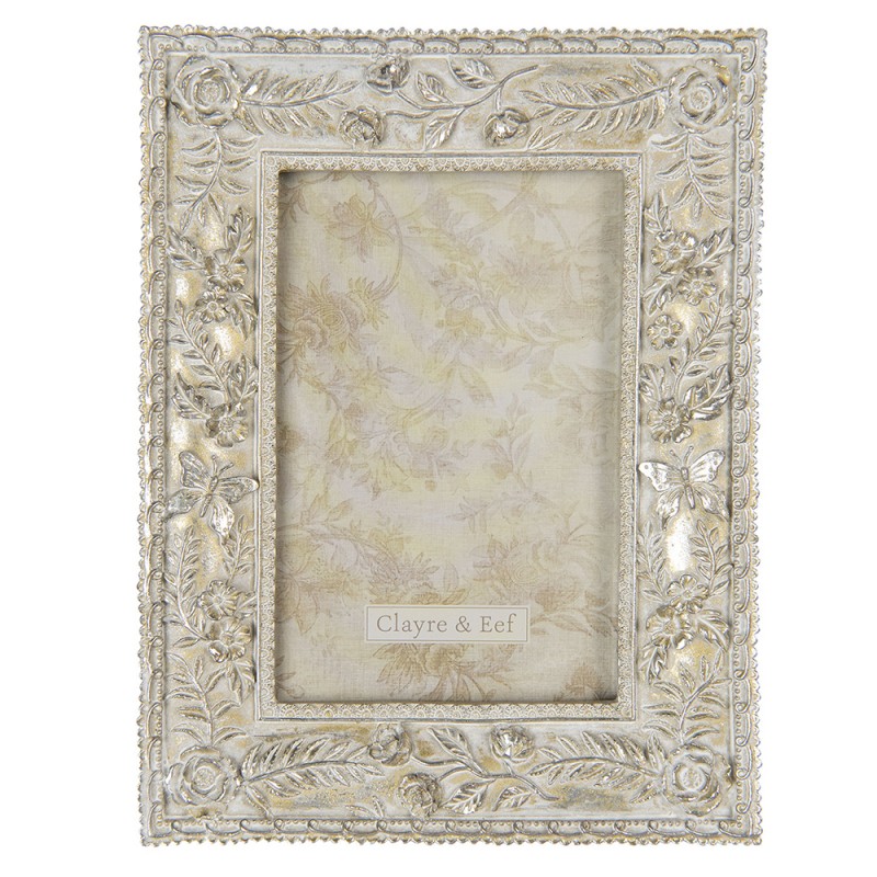 2F0709 Photo Frame 10x15 cm Silver colored Plastic Leaves Rectangle Picture Frame